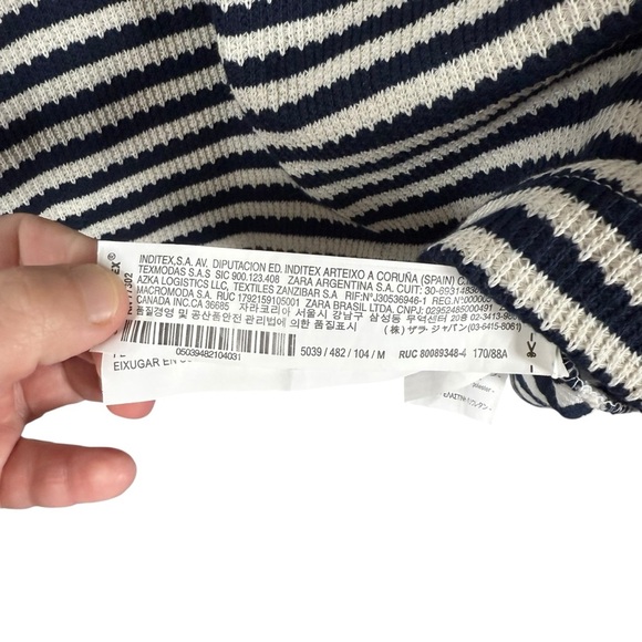 Zara Women’s Cropped Striped Turtleneck Sweater Navy/White/Yellow M - Picture 11 of 12